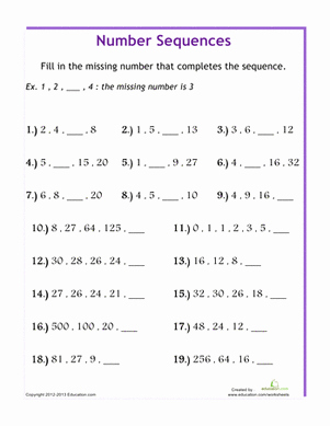 Arithmetic Sequence Worksheet Answers Beautiful Number Sequences Worksheet