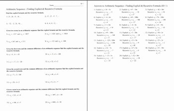 Arithmetic Sequence Worksheet with Answers Luxury Dentrodabiblia Arithmetic Sequences Worksheet Answers