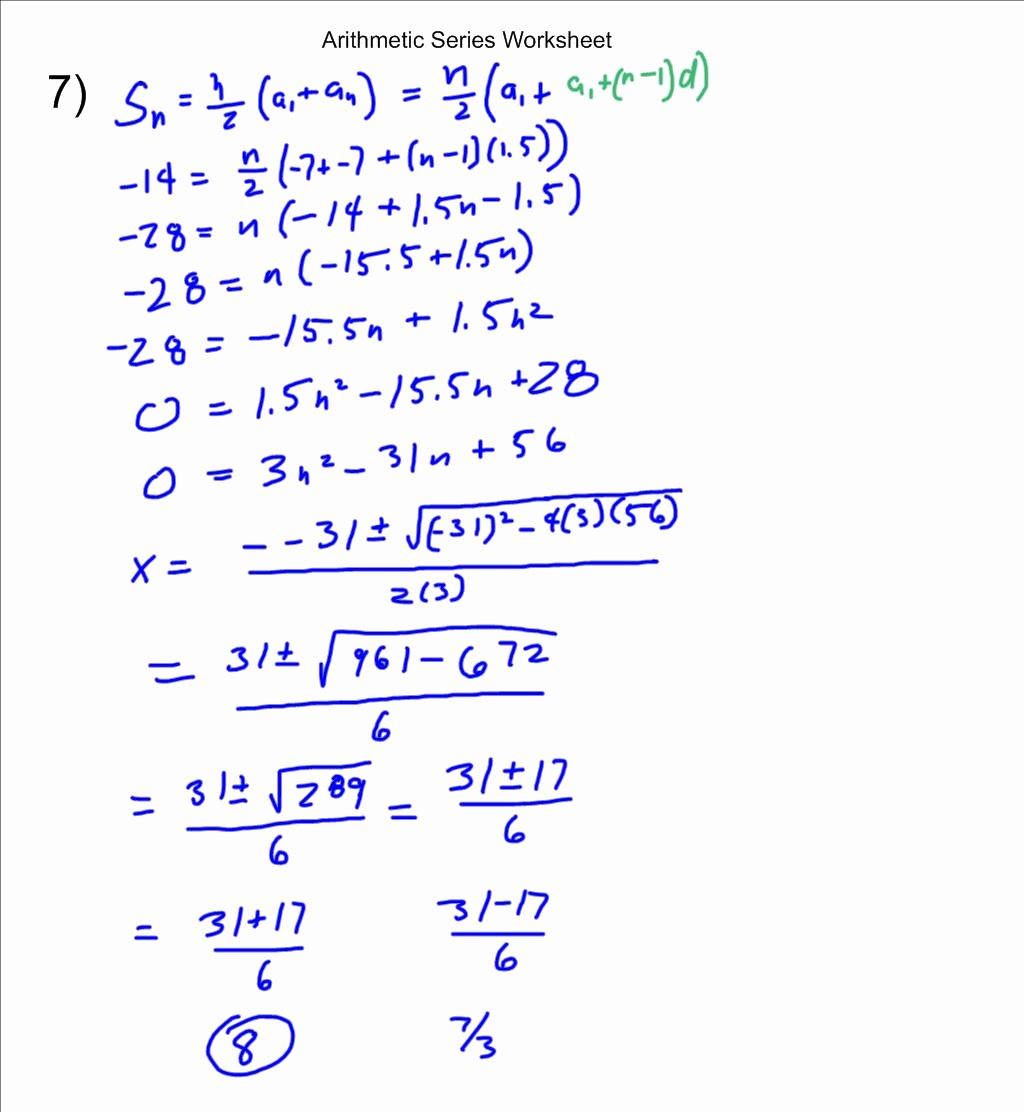 50 Arithmetic Sequences and Series Worksheet | Chessmuseum Template Library