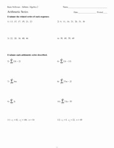 Arithmetic Sequences and Series Worksheet Inspirational Arithmetic Series 7th 8th Grade Worksheet