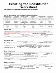 Articles Of Confederation Worksheet Answers Awesome Creating the Constitution Worksheetc Creating the