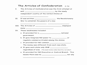 Articles Of Confederation Worksheet Answers Unique the Articles Of Confederation 5th 8th Grade Worksheet