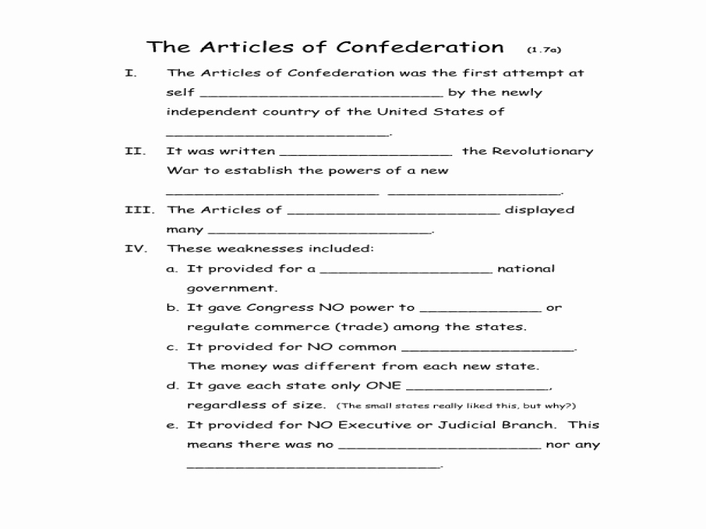 50 Articles Of Confederation Worksheet Chessmuseum Template Library