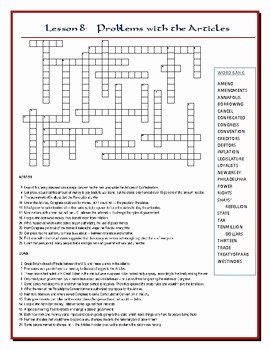 Articles Of Confederation Worksheet Beautiful We the People Lesson 8 Worksheet Puzzles the Articles Of