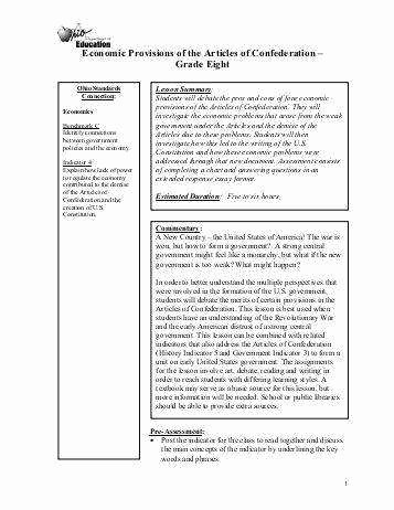 articles of confederation worksheet