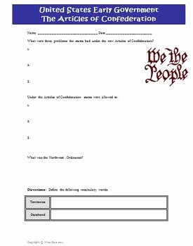 Articles Of Confederation Worksheet Best Of Articles Of Confederation Worksheet Activity by Wise Guys