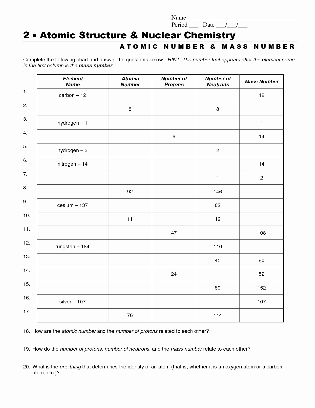 Atomic Structure Practice Worksheet Answers Awesome 13 Best Of atomic Structure Practice Worksheet