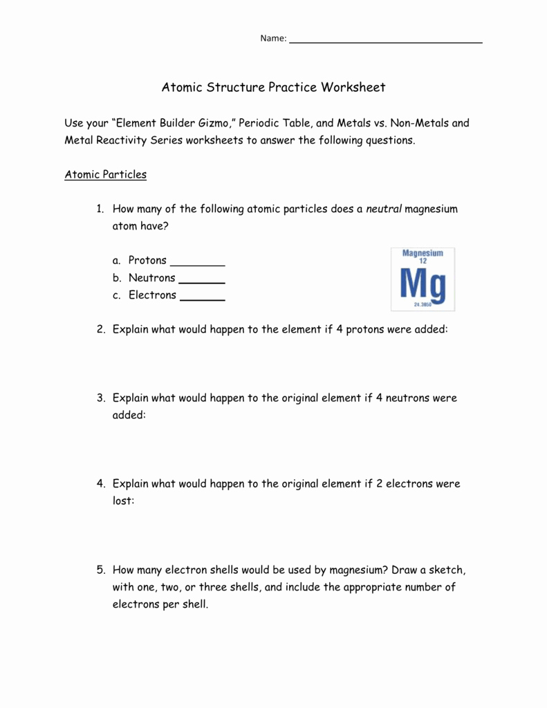 Atomic Structure Practice Worksheet Answers Awesome atomic Structure Practice Worksheet
