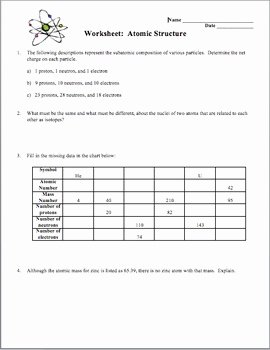 Atomic Structure Practice Worksheet Answers Best Of atoms and atomic Structure Worksheet by Amy Brown Science