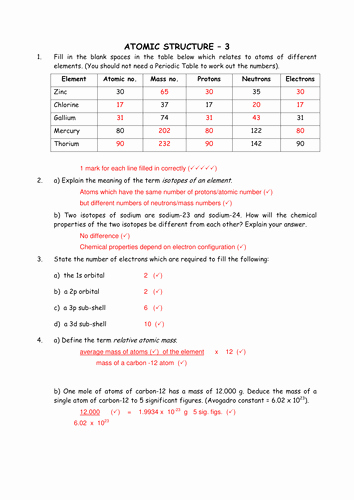 Atomic Structure Practice Worksheet Answers Inspirational Chemistry atomic Structure by Greenapl Teaching