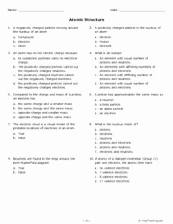 Atomic Structure Practice Worksheet Answers Unique atomic Structure Grade 8 Free Printable Tests and