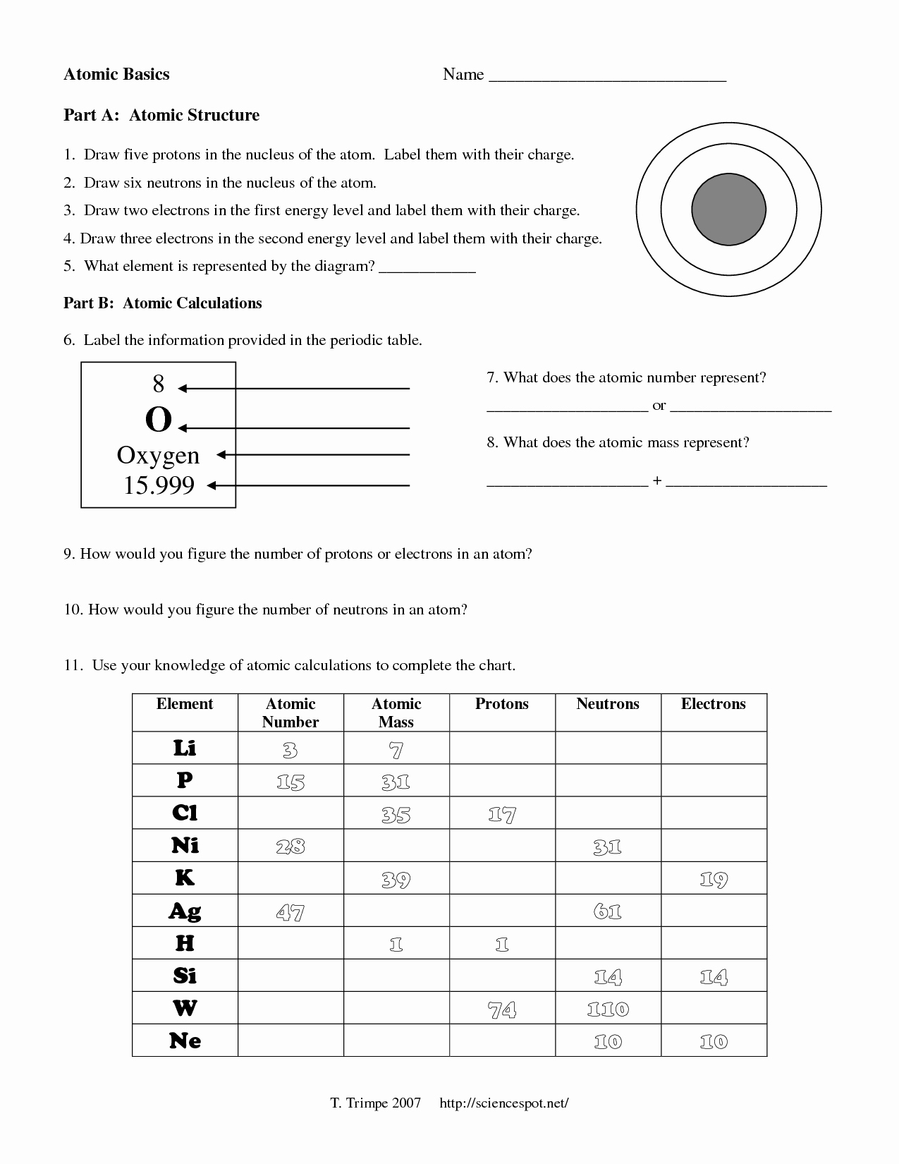 Atomic Structure Practice Worksheet Answers Unique Worksheet Basic atomic Structure Worksheet Answers Grass