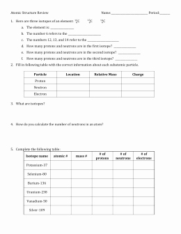 Atomic Structure Review Worksheet Awesome isotope Practice Worksheet