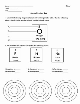 Atomic Structure Review Worksheet New atomic Structure Quiz 8th Gr Science