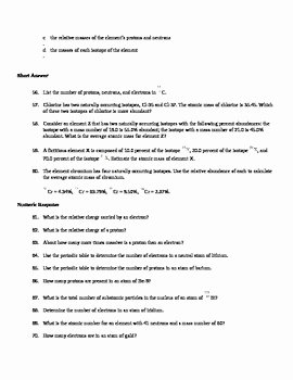 Atomic Structure Worksheet Answer Key Awesome atomic Structure Test with Answer Key by Spencer Russell