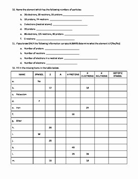 Atomic Structure Worksheet Answers Awesome Basic atomic Structure Worksheet by Rachel Elliott