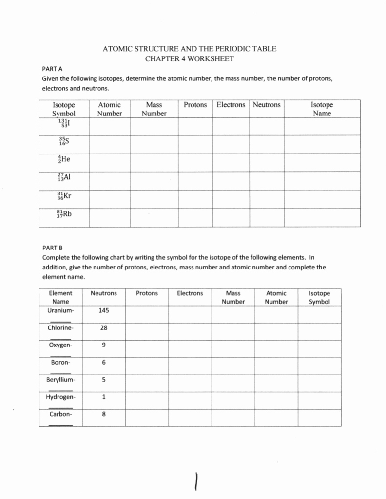 Atomic Structure Worksheet Answers Best Of atomic Structure and the Periodic Table Chapter 4
