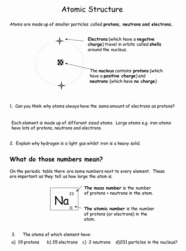Atomic Structure Worksheet Answers Chemistry Elegant Introduction to atomic Structure by Chemistry Teacher