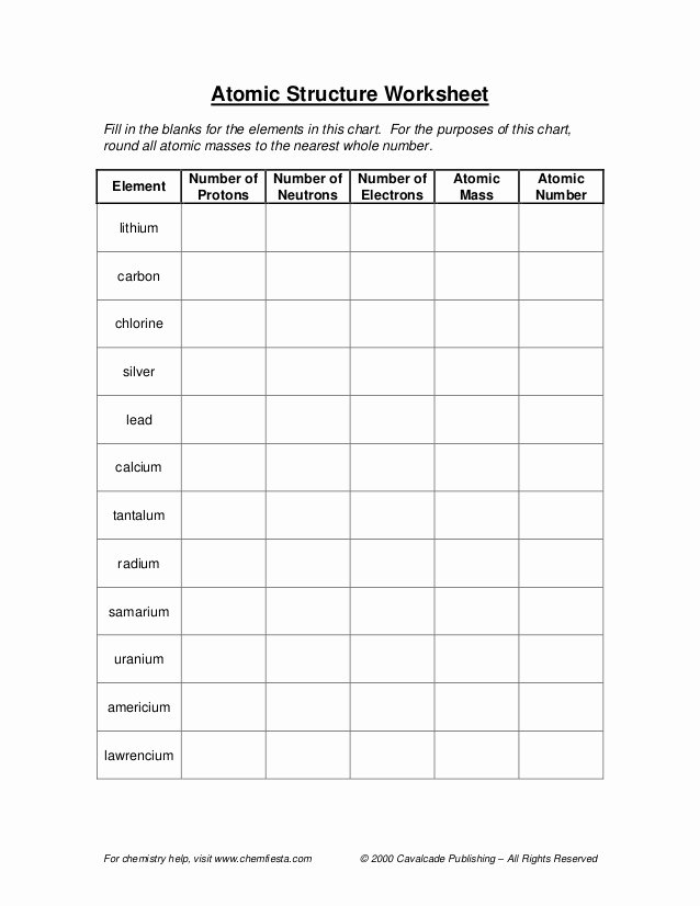 Atomic Structure Worksheet Answers Inspirational atomic Structure Worksheet
