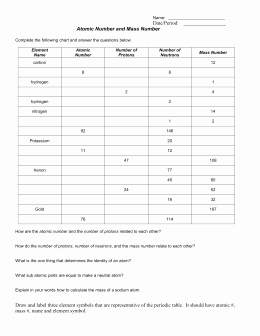 Atomic Structure Worksheet Answers Key New Basic atomic Structure Worksheet Answers