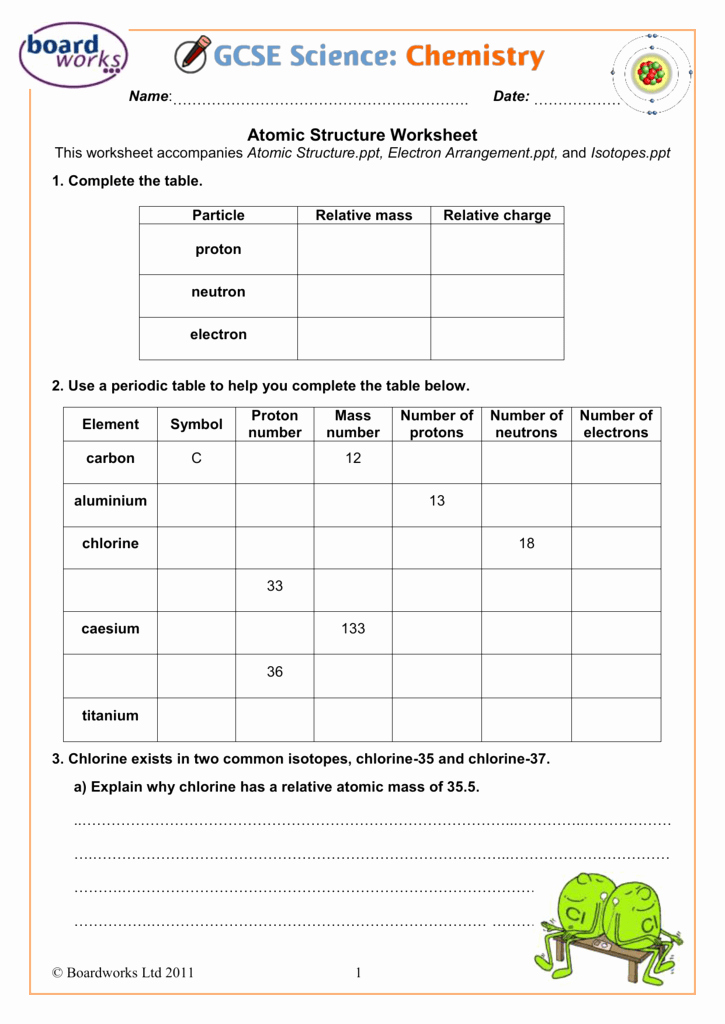 Atomic Structure Worksheet Answers Luxury atomic Structure Worksheet