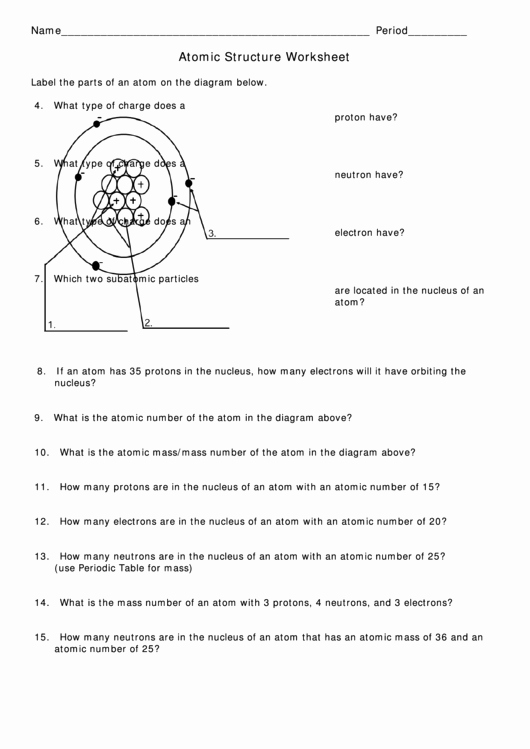 Atomic Structure Worksheet Chemistry Best Of atomic Structure Worksheet Printable Pdf
