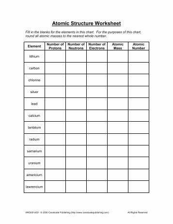 Atomic Structure Worksheet Chemistry Inspirational Honors