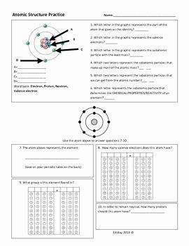 Atomic Structure Worksheet Pdf Inspirational atomic Structure and Periodic Table Practice Worksheet