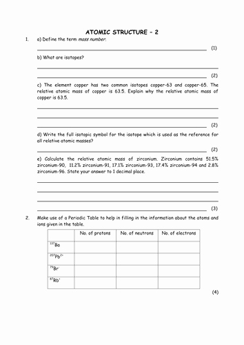 Atomic Structure Worksheet Pdf Luxury Chemistry isotopes by Greenapl Teaching Resources Tes