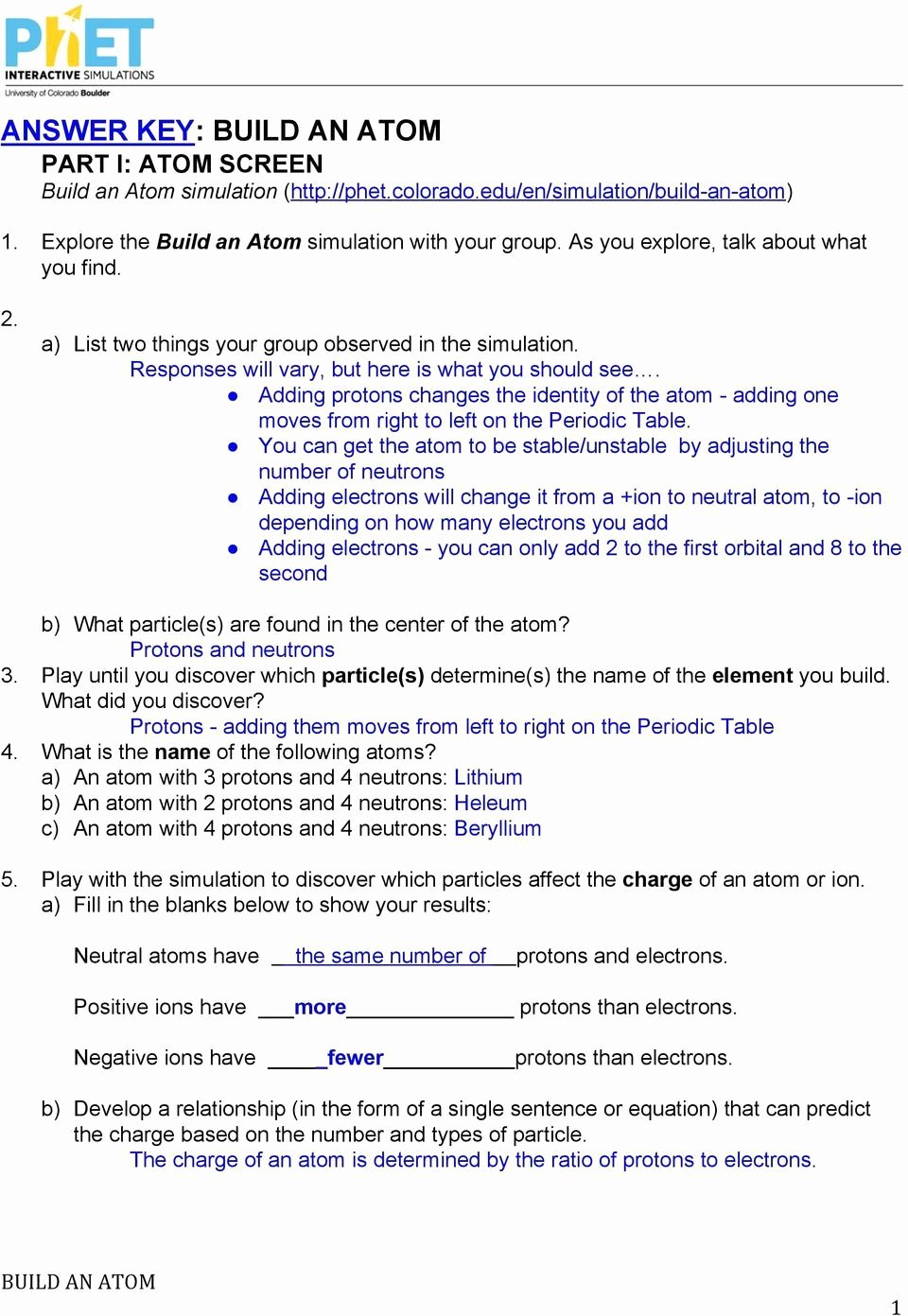 Atoms and isotopes Worksheet Answers Unique Phet isotopes and atomic Mass Worksheet Answers