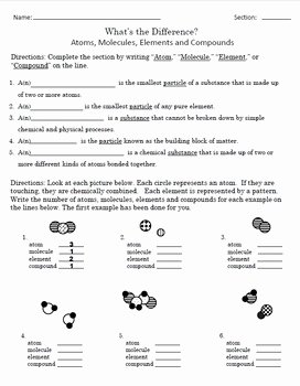 Atoms and Molecules Worksheet Best Of atoms Molecules Elements &amp; Pounds Worksheet by