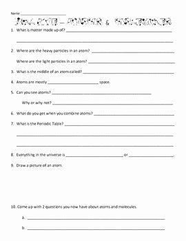 Atoms and Molecules Worksheet Lovely Bill Nye atoms and Molecules Movie Video Questions