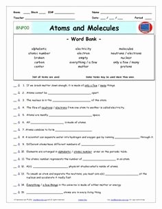 Atoms and Molecules Worksheet Luxury Bill Nye atoms and Bill O Brien On Pinterest