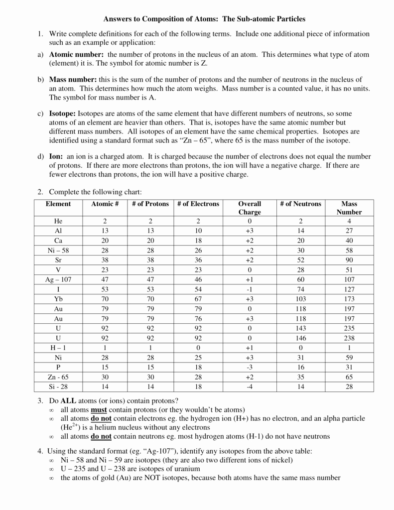 Atoms Vs.ions Worksheet Answers Beautiful atoms and Ions Worksheet Answer Key Math Worksheets atomic