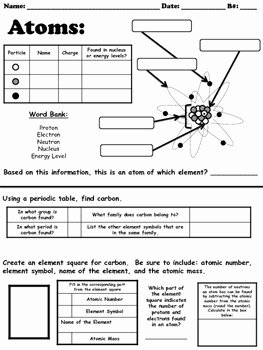 Atoms Worksheet Middle School Beautiful atoms Worksheet by for the Love Of Science