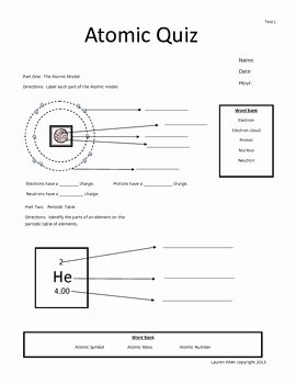 Atoms Worksheet Middle School Unique 6th Grade Test atoms and Periodic Table Low and