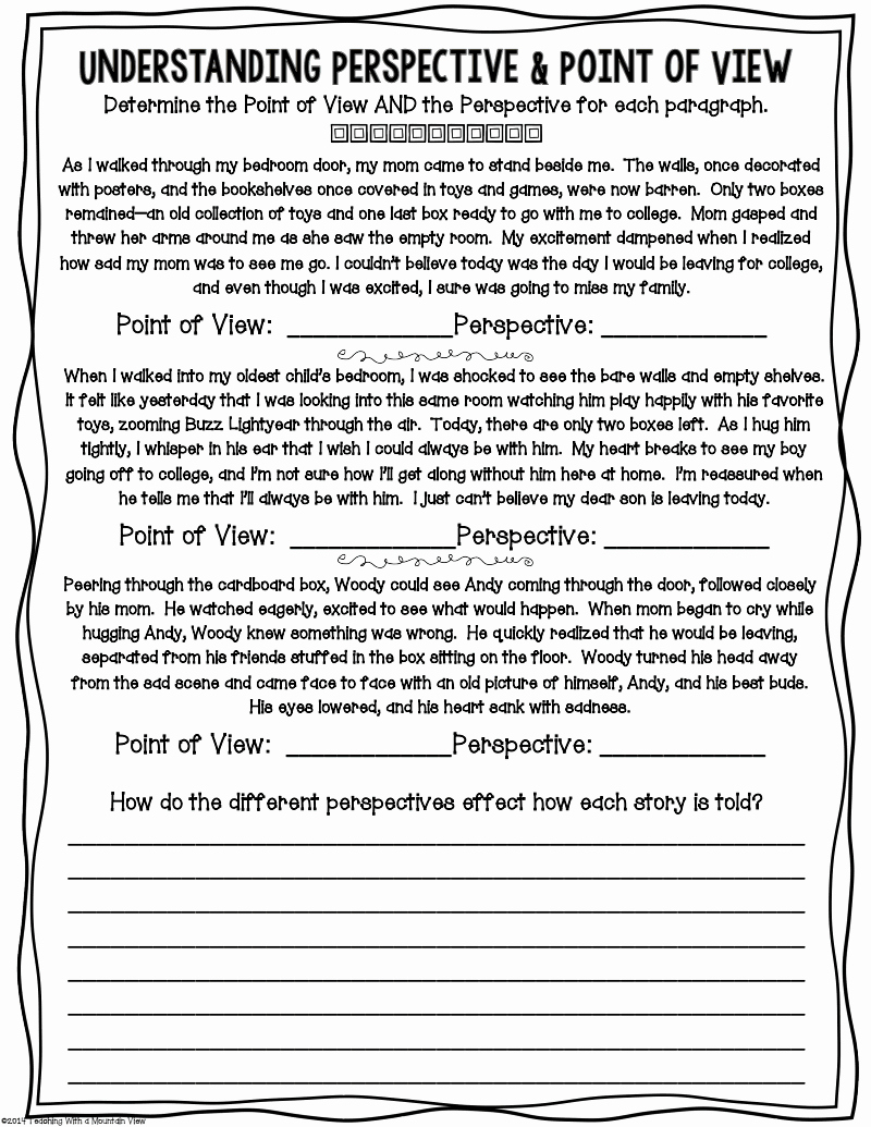 Author Point Of View Worksheet Inspirational Perspective Worksheet Point Of View Pdf Google Drive