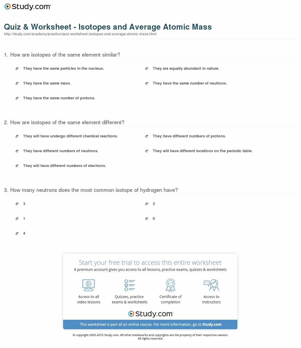 50 Average Atomic Mass Worksheet Answers