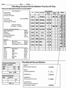 Balancing A Checkbook Worksheet Unique Checking Account Reconciliation Two Practice Examples by
