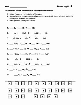 Balancing Act Worksheet Answer Key Awesome Balancing Chemical Equations Worksheets Bo by