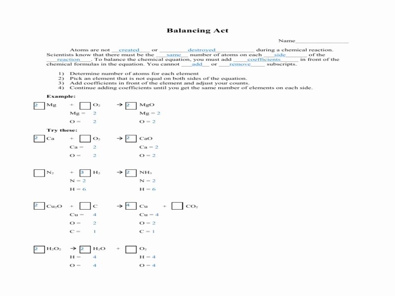 Balancing Act Worksheet Answer Key Awesome Number atoms In A formula Worksheet Free Printable