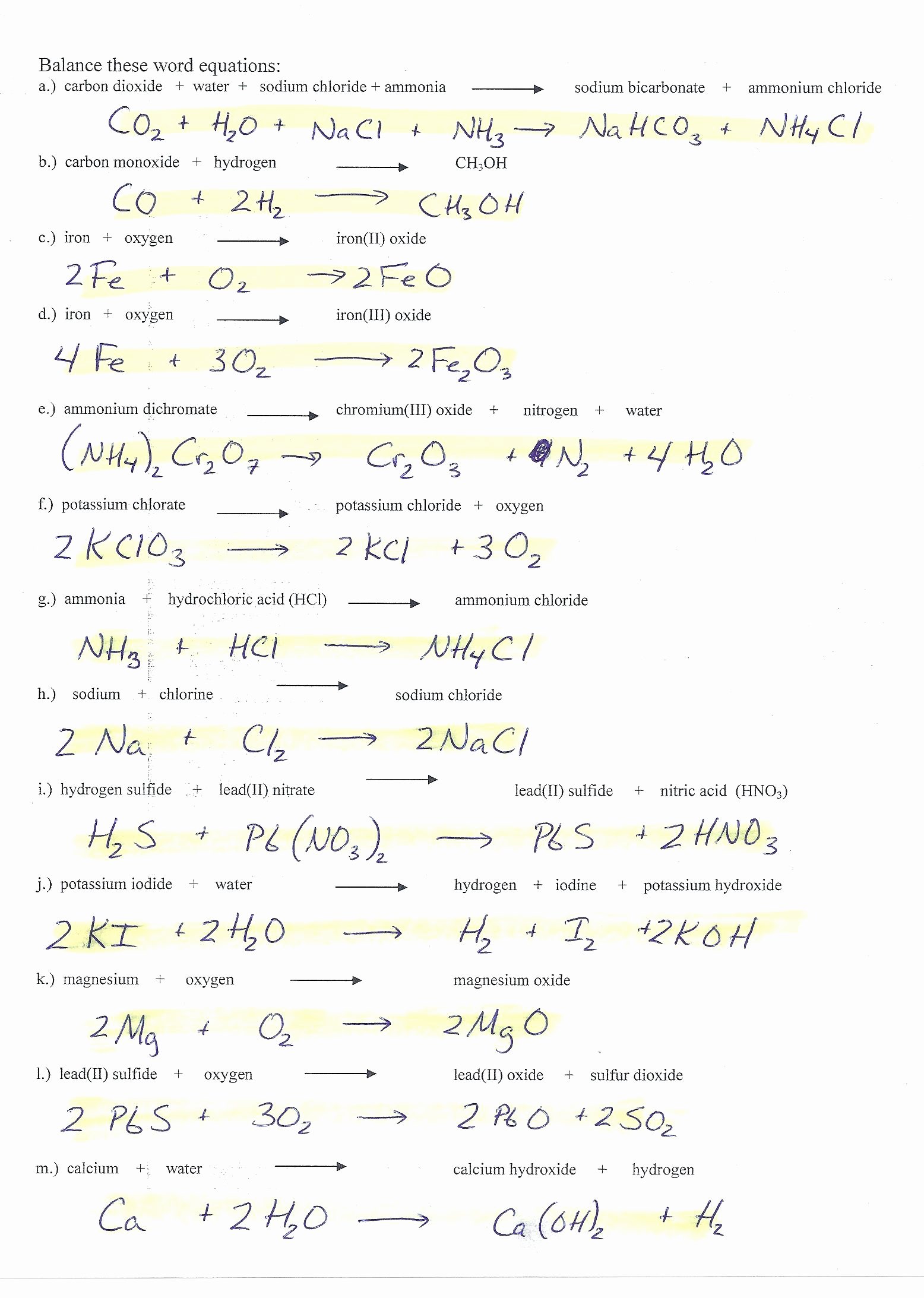 50 Balancing Act Worksheet Answer Key