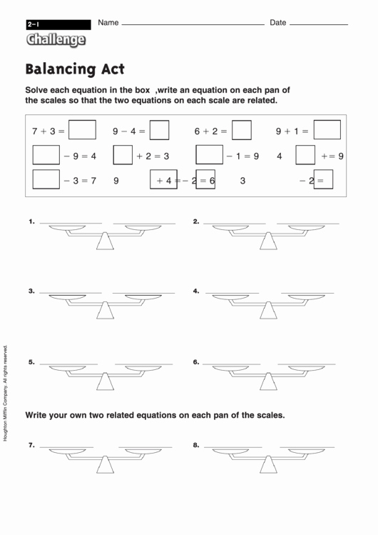Balancing Act Worksheet Answers Elegant Balancing Act Math Worksheet with Answers Printable Pdf