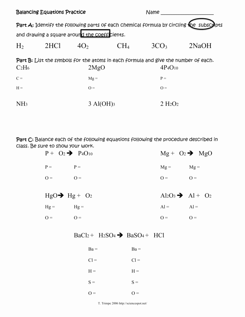 Balancing Act Worksheet Answers