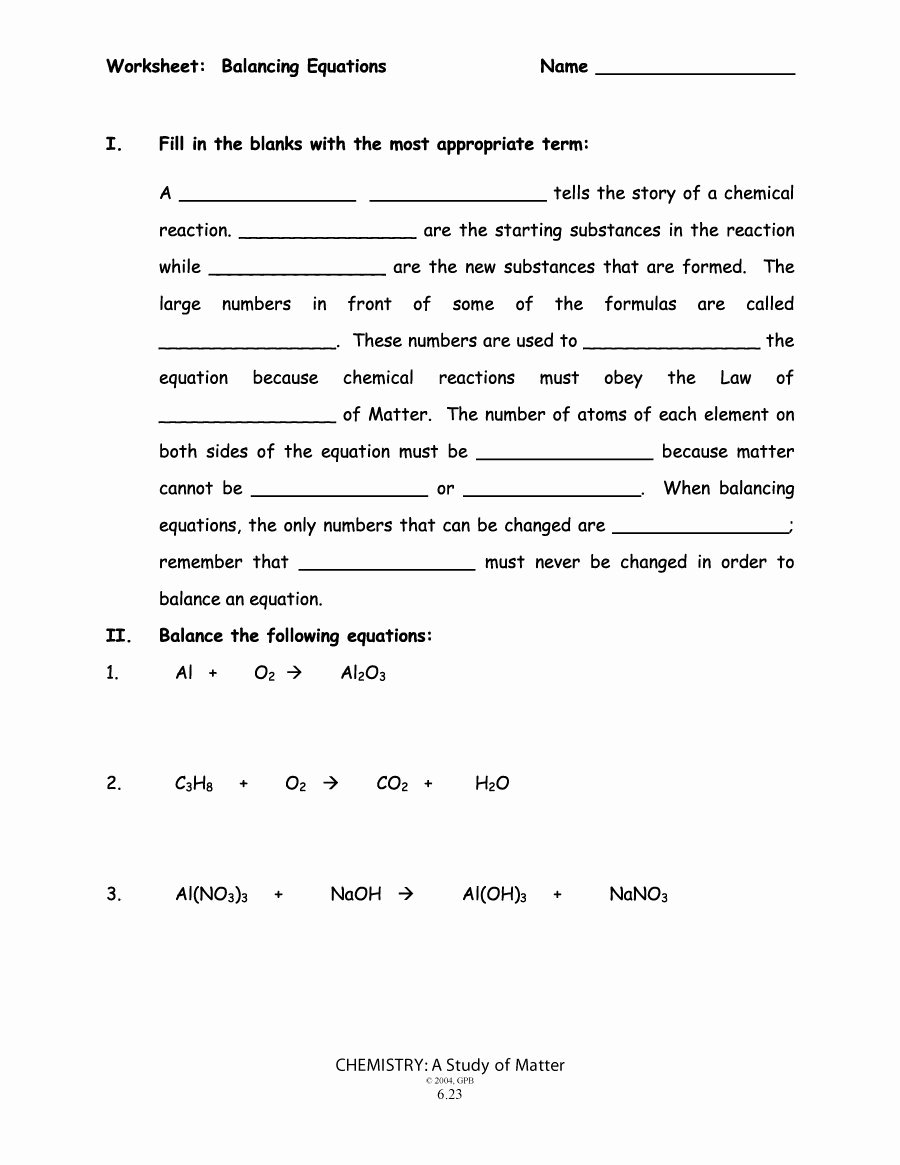 Balancing Chemical Equation Worksheet Awesome 49 Balancing Chemical Equations Worksheets [with Answers]