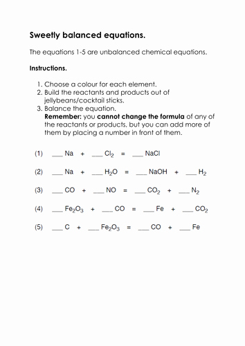 Balancing Chemical Equation Worksheet Beautiful Sweetly Balanced Equations by Aegilopoides