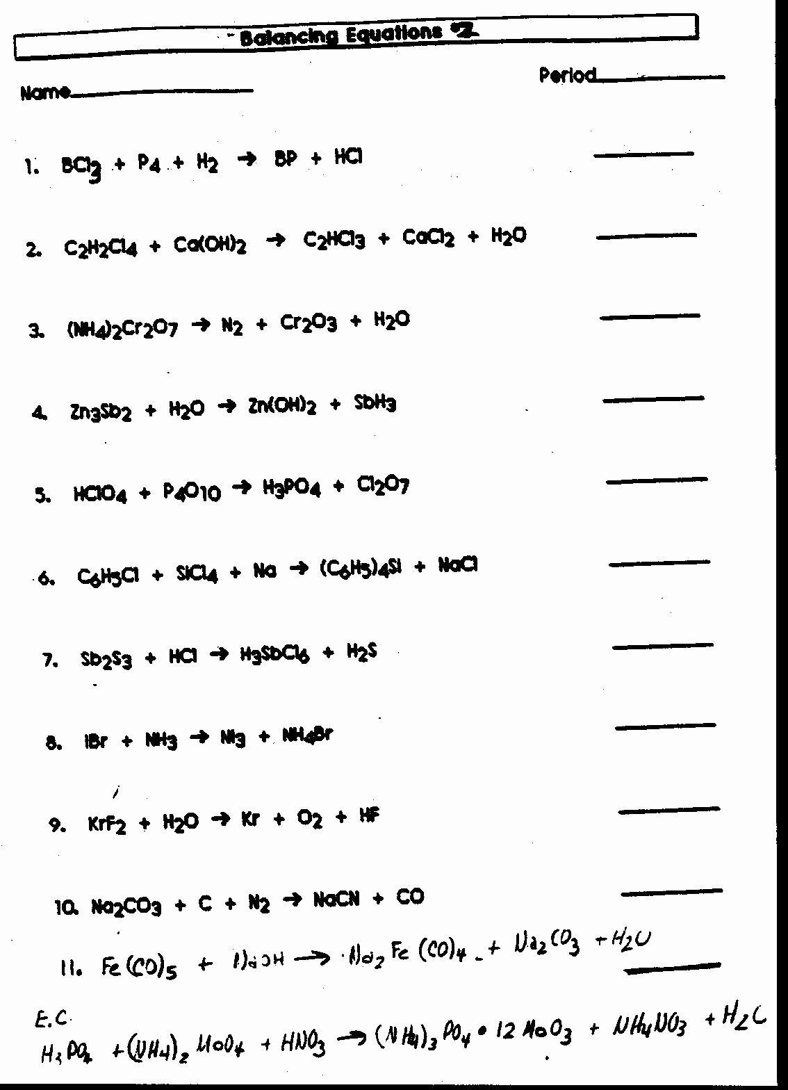 Balancing Chemical Equation Worksheet Fresh Balancing Equations Worksheet Health and Fitness Training