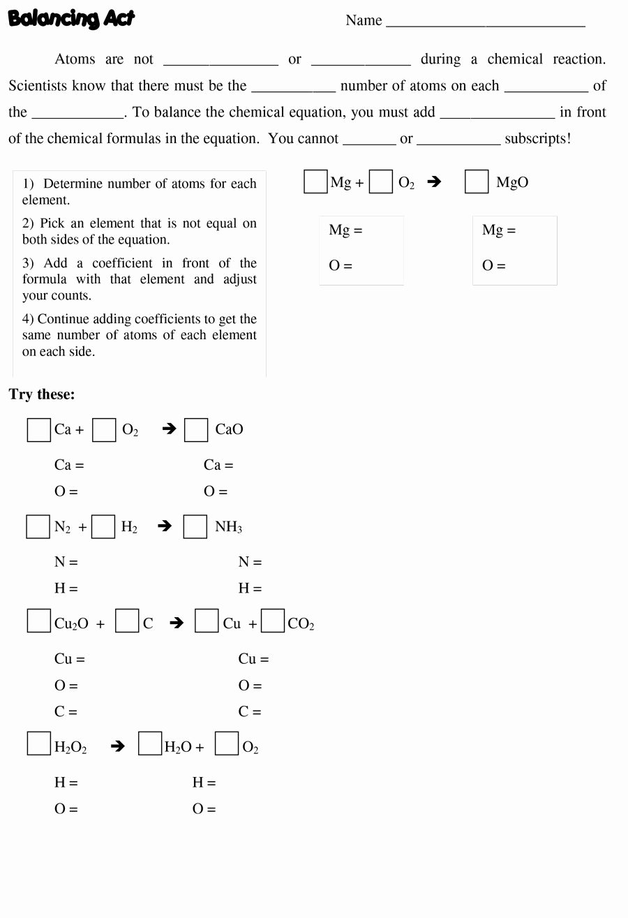 Balancing Chemical Equation Worksheet Unique 49 Balancing Chemical Equations Worksheets [with Answers]