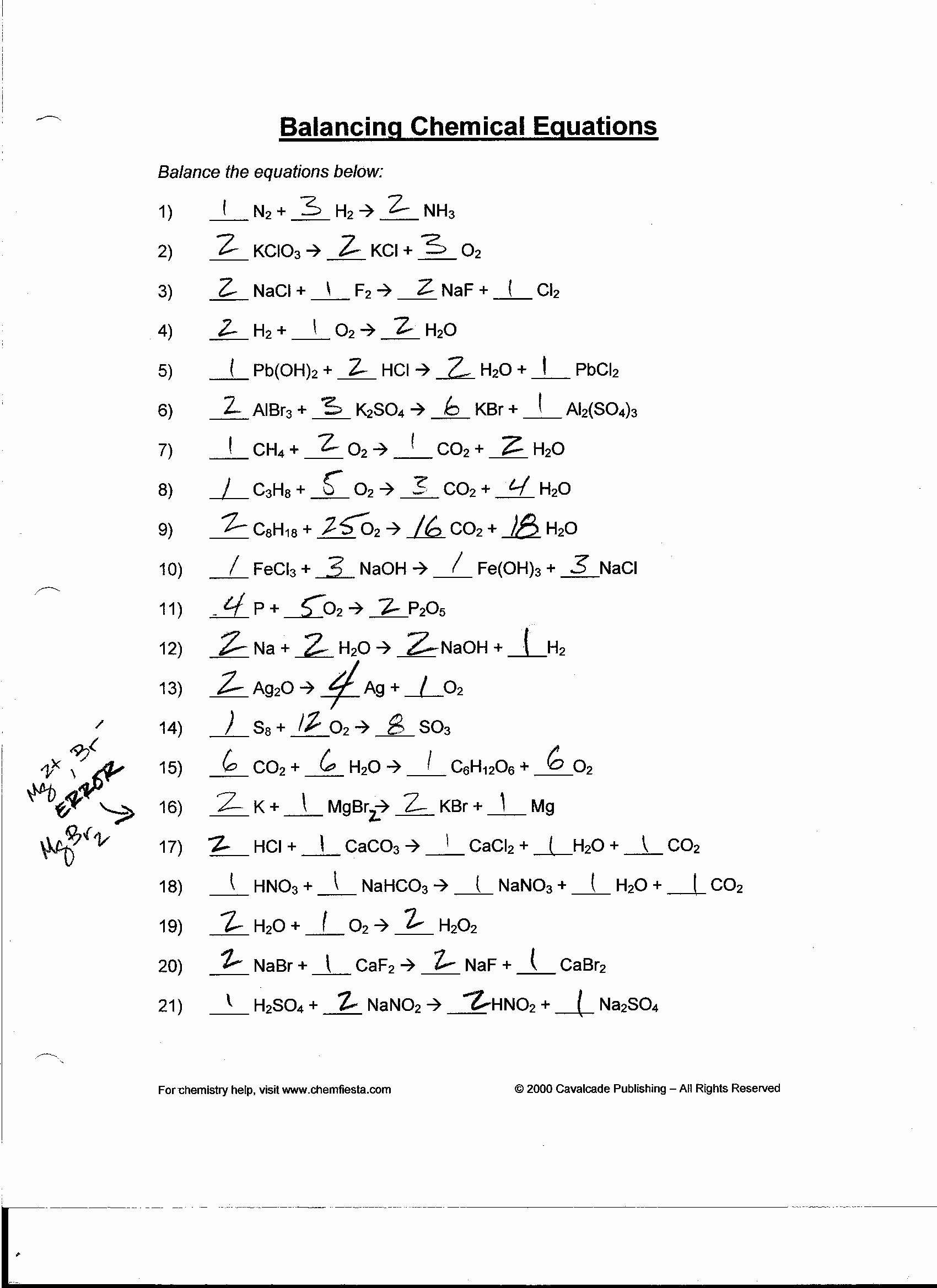 48 Balancing Chemical Equations Worksheet 1