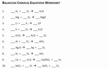 Balancing Chemical Equations Worksheet 1 Inspirational Free Balancing Chemical Equation Worksheet by Ms Joelle